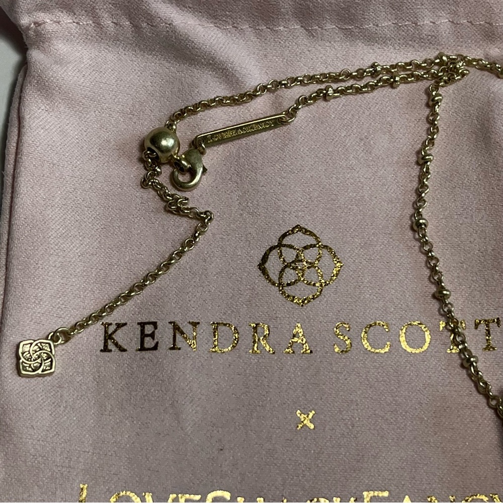 🎀Kendra Scott x Love Shack Fancy Gold Bow Necklace in White Crystal✨ - Picture 6 of 12